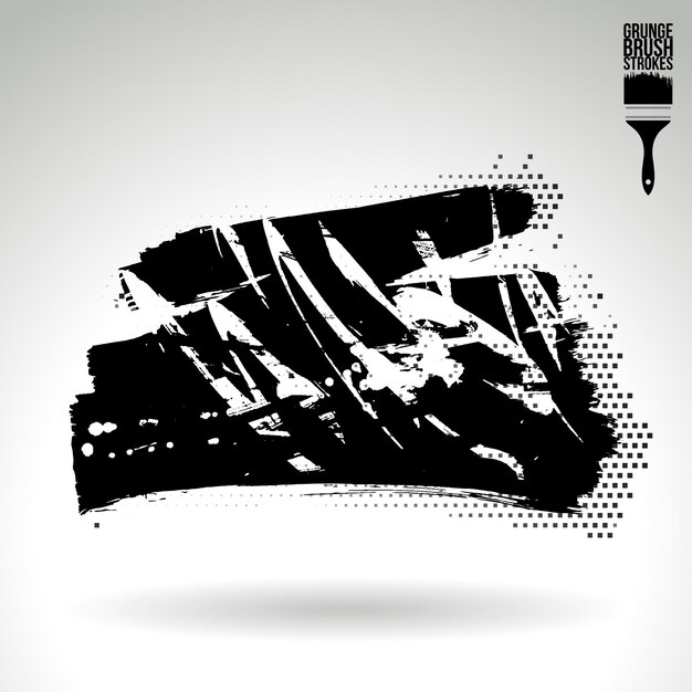 Trazo de pincel negro y textura Grunge vector abstracto elemento pintado a mano