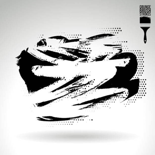 Trazo de pincel negro y textura Grunge vector abstracto elemento pintado a mano