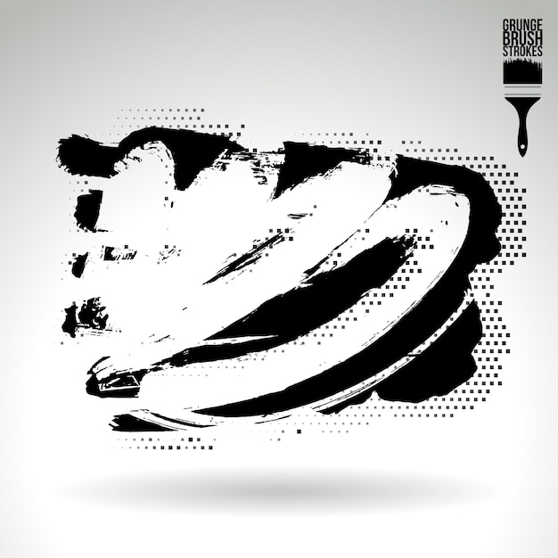 Trazo de pincel negro y textura Grunge vector abstracto elemento pintado a mano