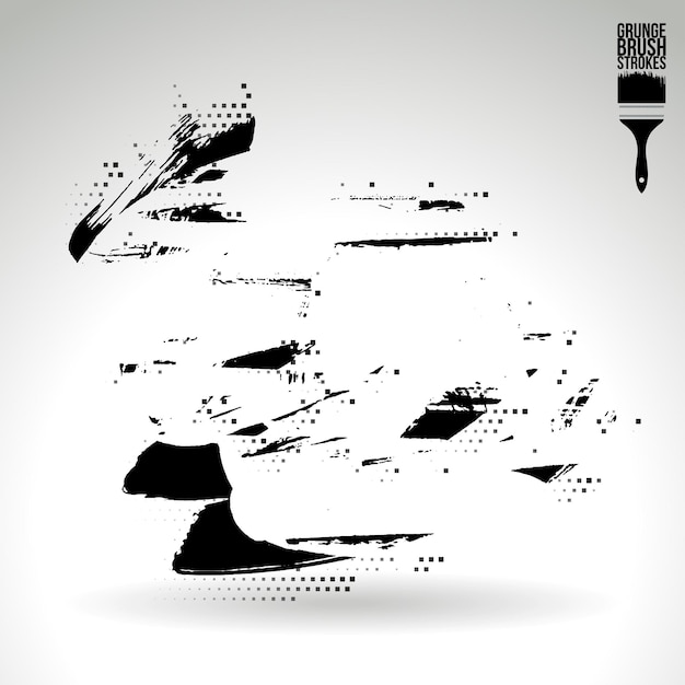 Trazo de pincel negro y textura Grunge vector abstracto elemento pintado a mano