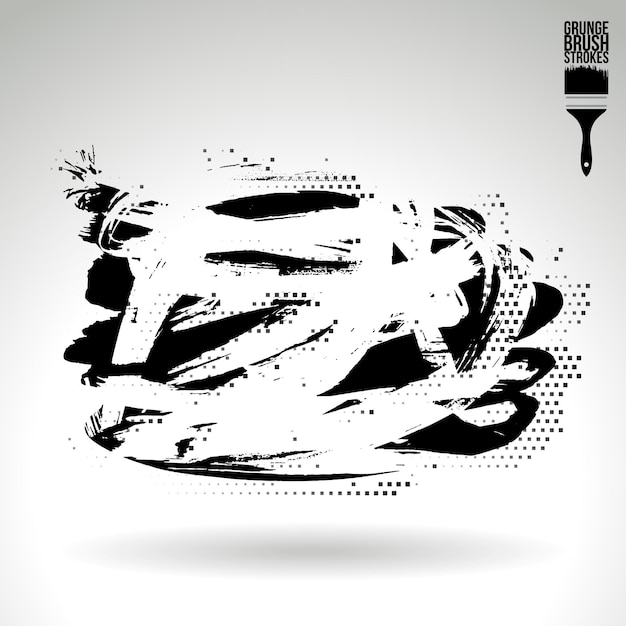 Trazo de pincel negro y textura Grunge vector abstracto elemento pintado a mano
