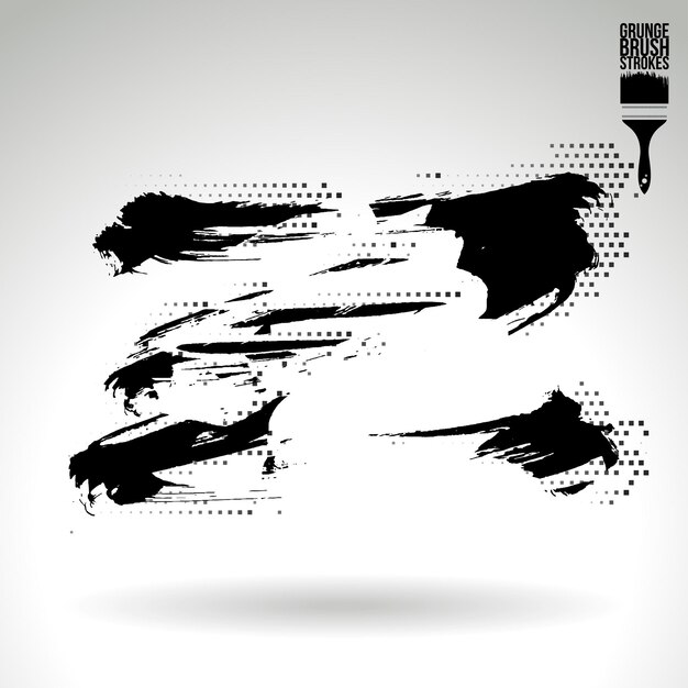 Trazo de pincel negro y textura Grunge vector abstracto elemento pintado a mano