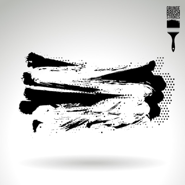 Trazo de pincel negro y textura Grunge vector abstracto elemento pintado a mano
