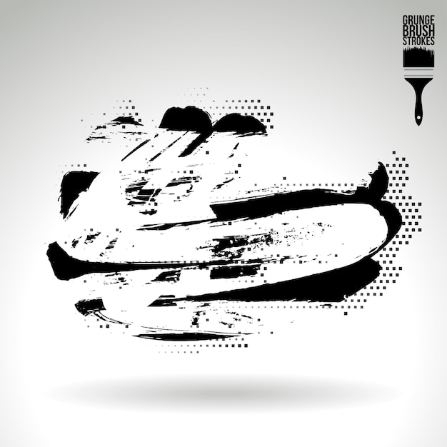 Trazo de pincel negro y textura Grunge vector abstracto elemento pintado a mano