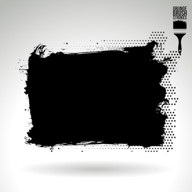 Trazo de pincel negro y textura Grunge vector abstracto elemento pintado a mano