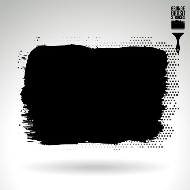 Trazo de pincel negro y textura Grunge vector abstracto elemento pintado a mano