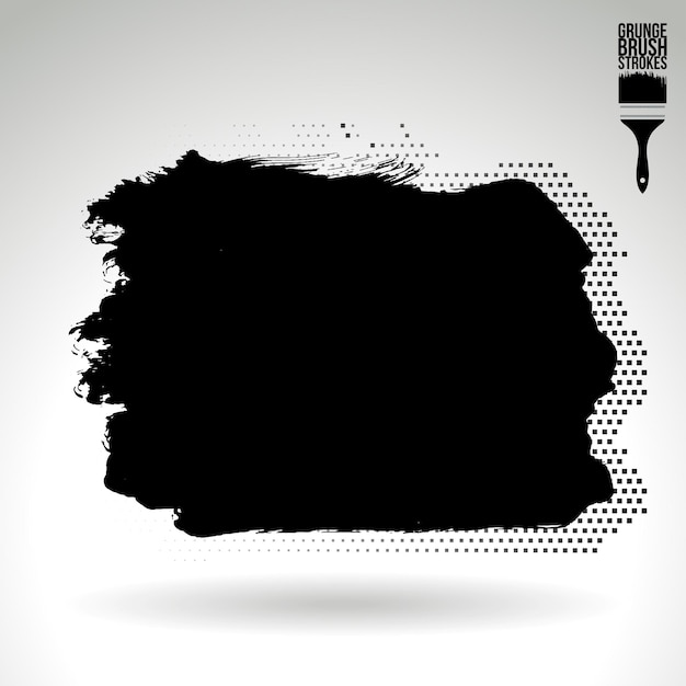 Trazo de pincel negro y textura Grunge vector abstracto elemento pintado a mano