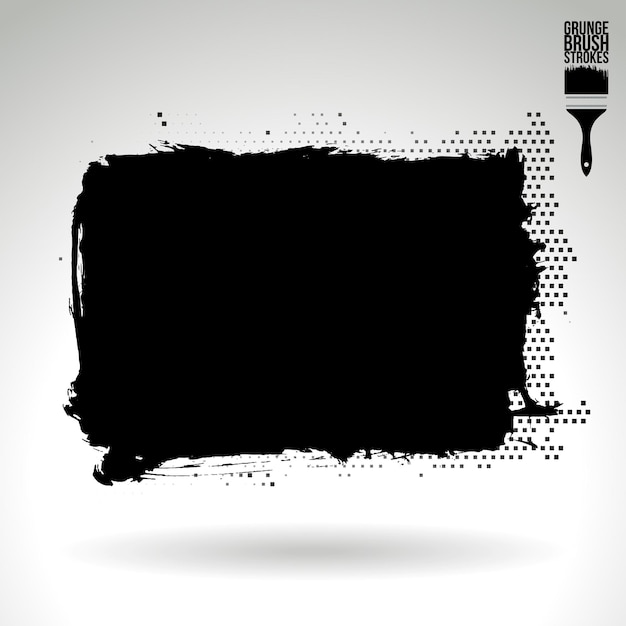 Trazo de pincel negro y textura grunge vector abstracto elemento pintado a mano