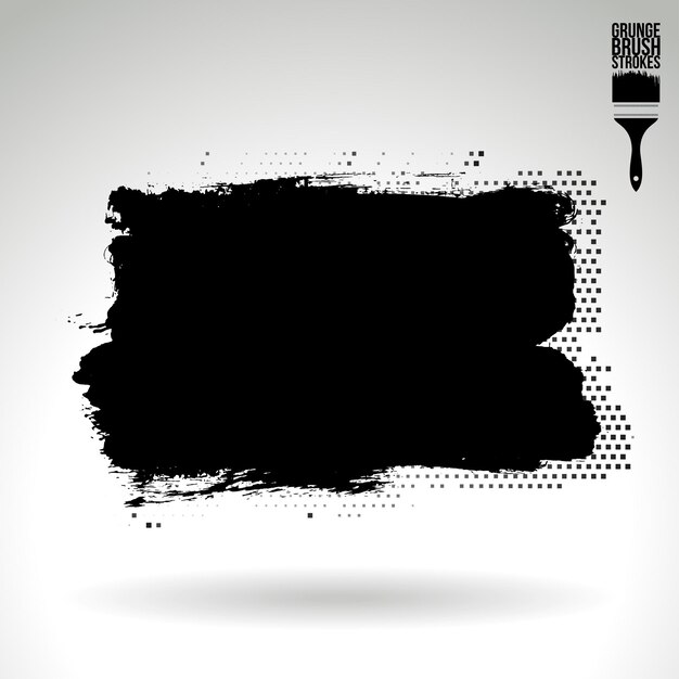 Trazo de pincel negro y textura Grunge vector abstracto elemento pintado a mano