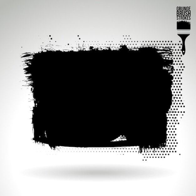 Trazo de pincel negro y textura Grunge vector abstracto elemento pintado a mano