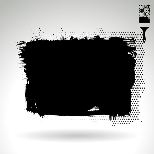 Trazo de pincel negro y textura grunge vector abstracto elemento pintado a mano