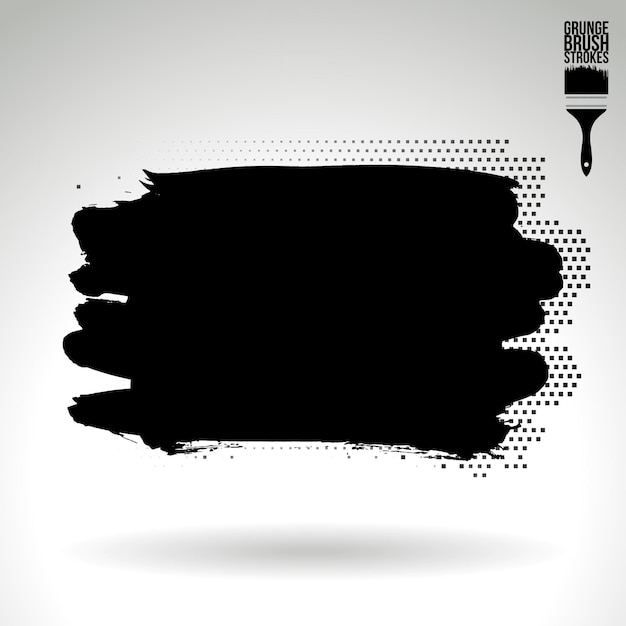 Trazo de pincel negro y textura Grunge vector abstracto elemento pintado a mano