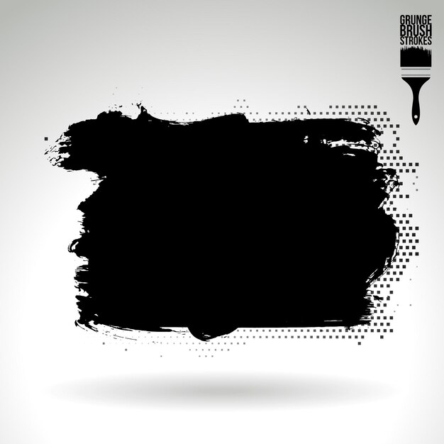 Trazo de pincel negro y textura Grunge vector abstracto elemento pintado a mano