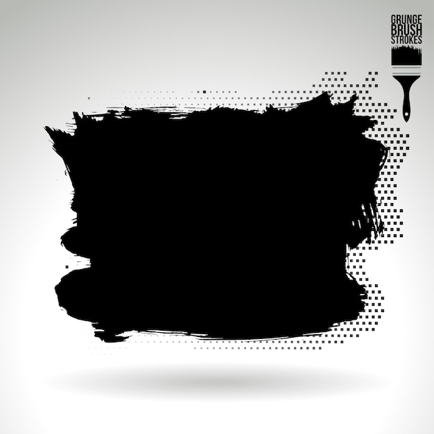 Trazo de pincel negro y textura Grunge vector abstracto elemento pintado a mano