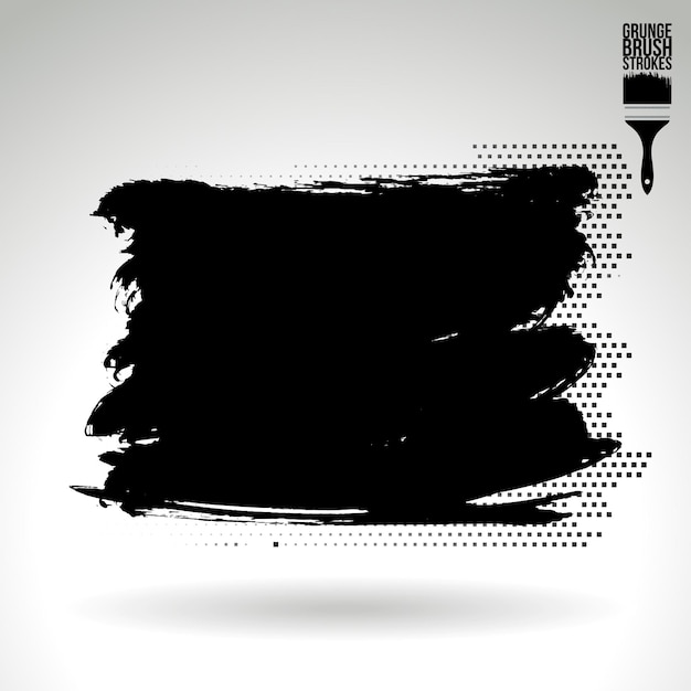 Trazo de pincel negro y textura Grunge vector abstracto elemento pintado a mano