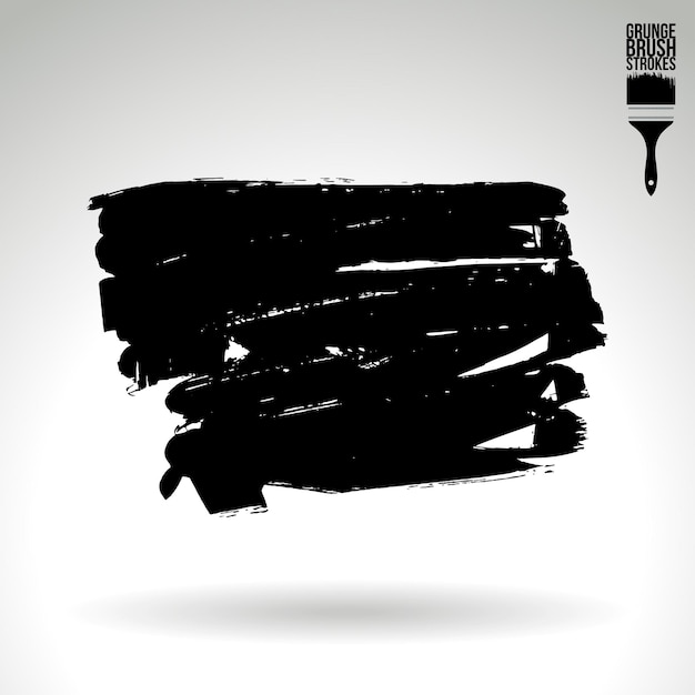 Trazo de pincel negro y textura Grunge vector abstracto elemento pintado a mano