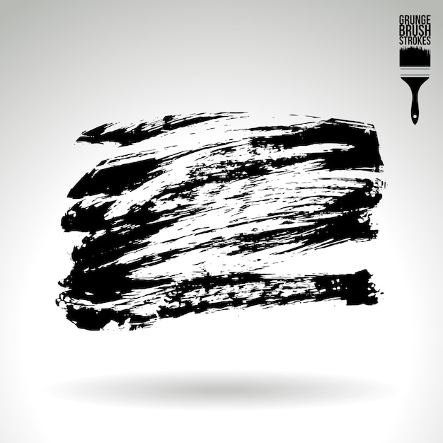 Trazo de pincel negro y textura Grunge vector abstracto elemento pintado a mano