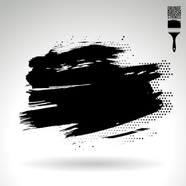 Trazo de pincel negro y textura Grunge vector abstracto elemento pintado a mano