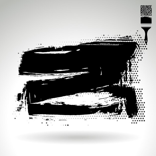 Trazo de pincel negro y textura Grunge vector abstracto elemento pintado a mano