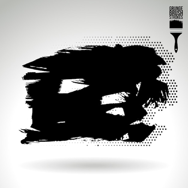 Trazo de pincel negro y textura grunge vector abstracto elemento pintado a mano