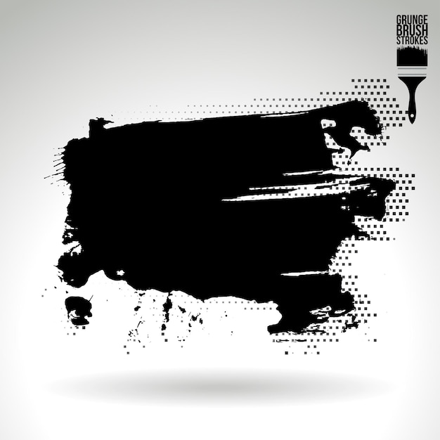 Trazo de pincel negro y textura Grunge vector abstracto elemento pintado a mano