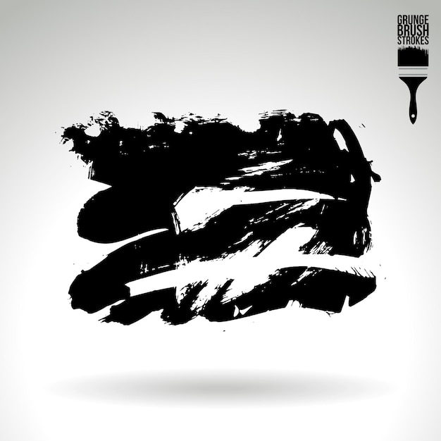 Trazo de pincel negro y textura Grunge vector abstracto elemento pintado a mano