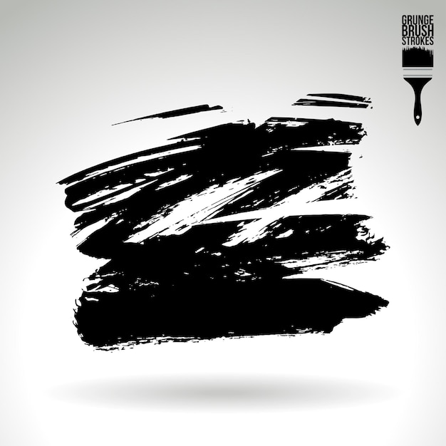 Trazo de pincel negro y textura Grunge vector abstracto elemento pintado a mano