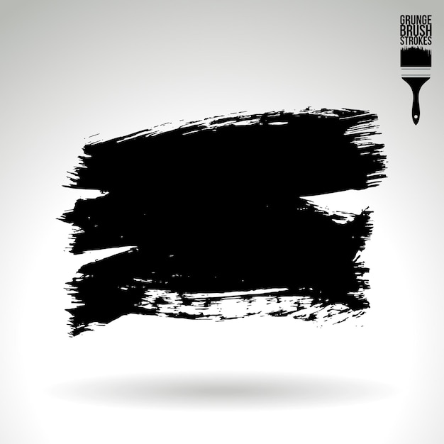 Trazo de pincel negro y textura Grunge vector abstracto elemento pintado a mano