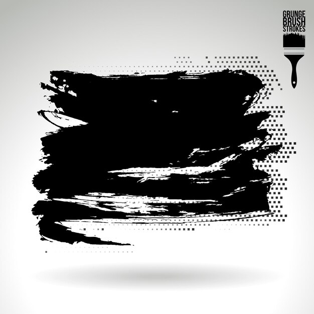 Trazo de pincel negro y textura Grunge vector abstracto elemento pintado a mano
