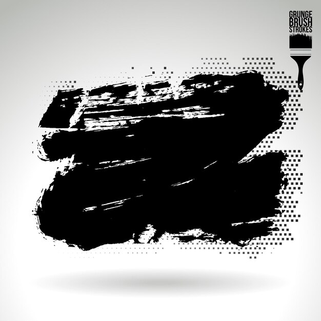 Trazo de pincel negro y textura Grunge vector abstracto elemento pintado a mano