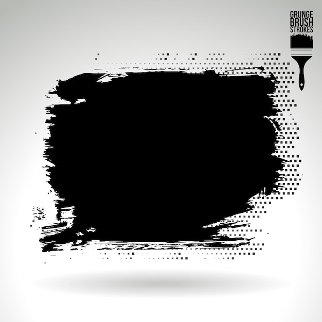 Trazo de pincel negro y textura Grunge vector abstracto elemento pintado a mano