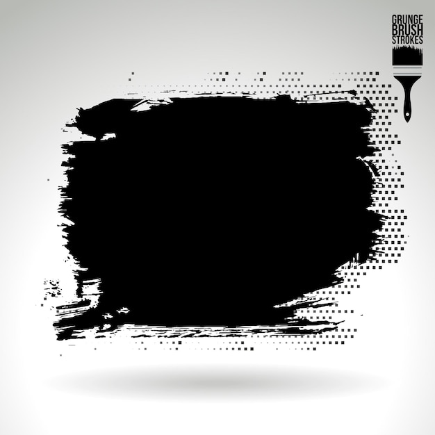 Trazo de pincel negro y textura grunge vector abstracto elemento pintado a mano