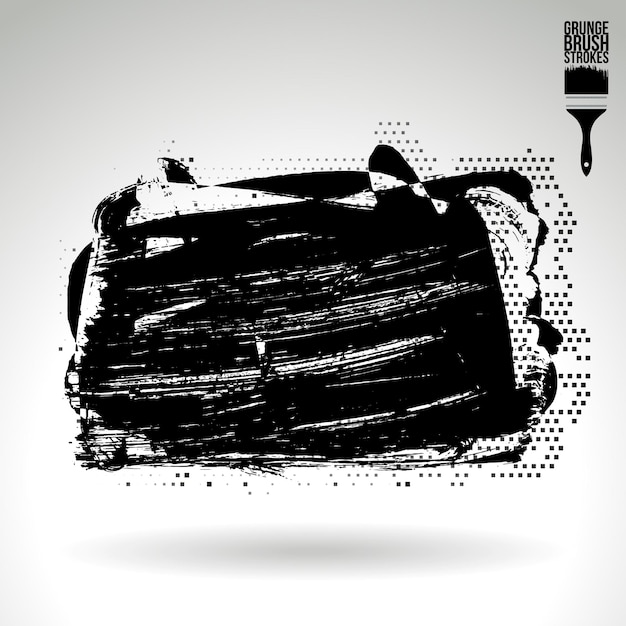 Trazo de pincel negro y textura Grunge vector abstracto elemento pintado a mano