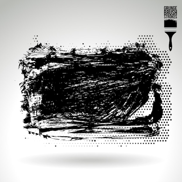 Trazo de pincel negro y textura grunge vector abstracto elemento pintado a mano