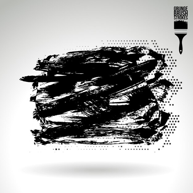 Trazo de pincel negro y textura Grunge vector abstracto elemento pintado a mano