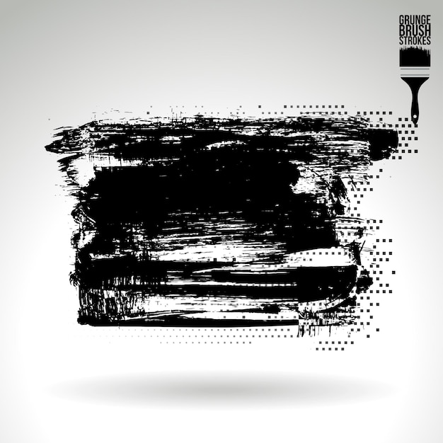 Trazo de pincel negro y textura Grunge vector abstracto elemento pintado a mano