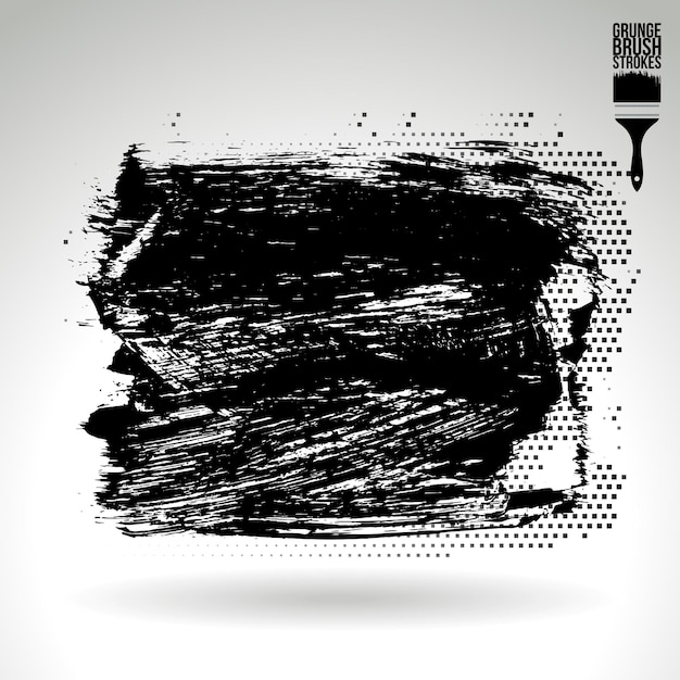 Trazo de pincel negro y textura Grunge vector abstracto elemento pintado a mano