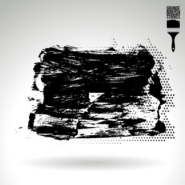 Trazo de pincel negro y textura Grunge vector abstracto elemento pintado a mano