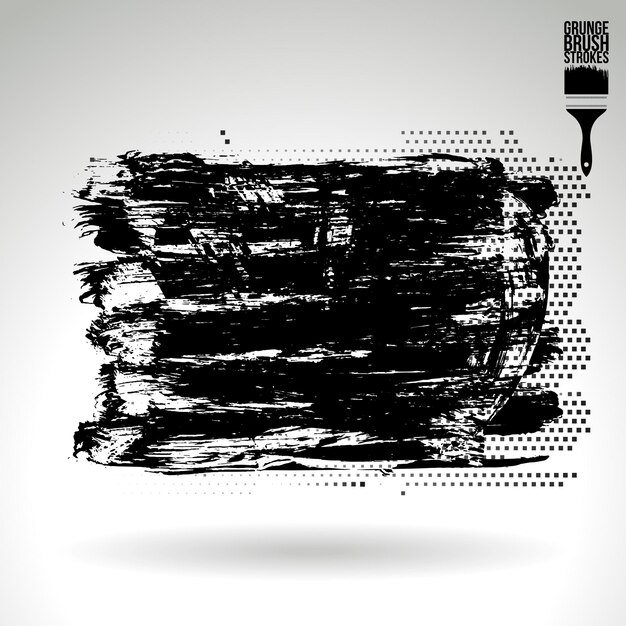 Trazo de pincel negro y textura Grunge vector abstracto elemento pintado a mano