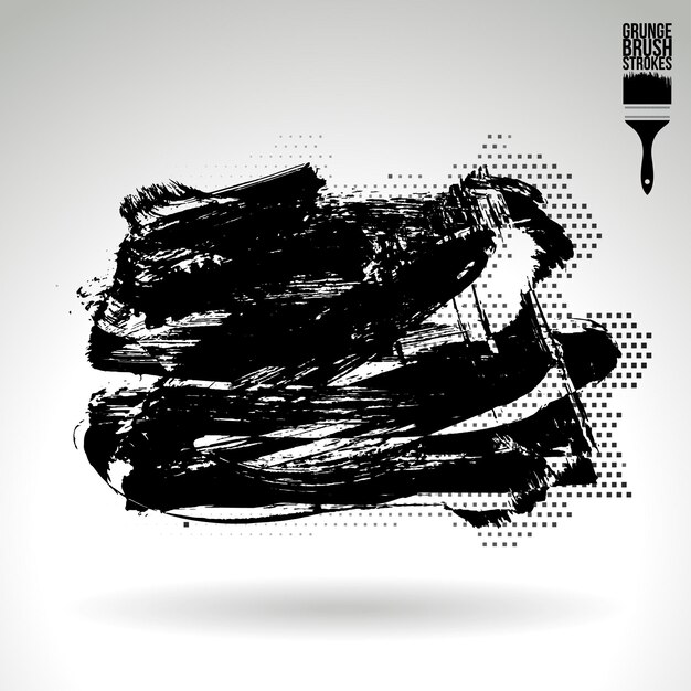 Trazo de pincel negro y textura Grunge vector abstracto elemento pintado a mano
