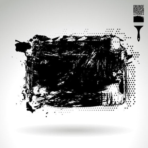 Trazo de pincel negro y textura grunge vector abstracto elemento pintado a mano