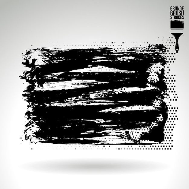 Trazo de pincel negro y textura Grunge vector abstracto elemento pintado a mano
