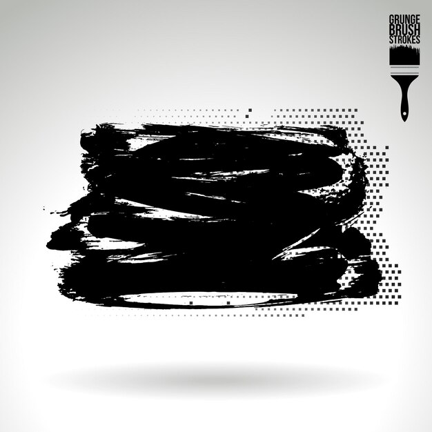 Trazo de pincel negro y textura Grunge vector abstracto elemento pintado a mano