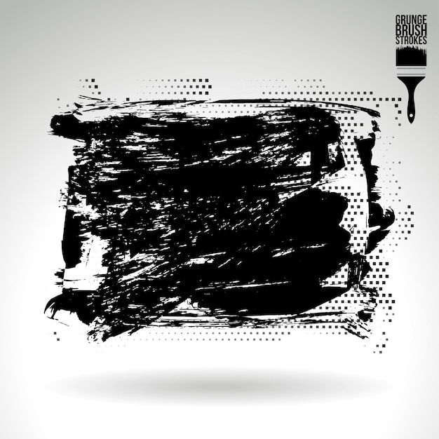 Trazo de pincel negro y textura Grunge vector abstracto elemento pintado a mano