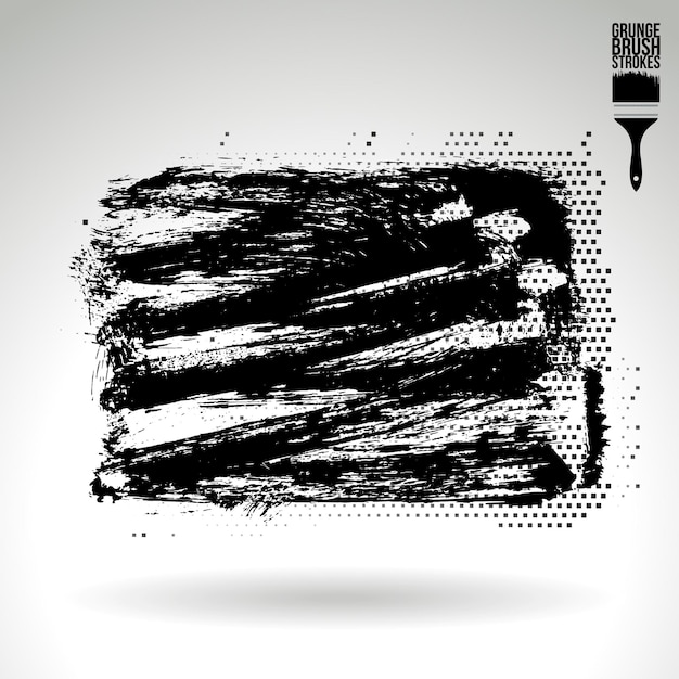 Trazo de pincel negro y textura Grunge vector abstracto elemento pintado a mano