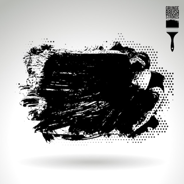 Trazo de pincel negro y textura Grunge vector abstracto elemento pintado a mano