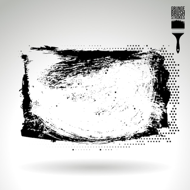 Trazo de pincel negro y textura Grunge vector abstracto elemento pintado a mano