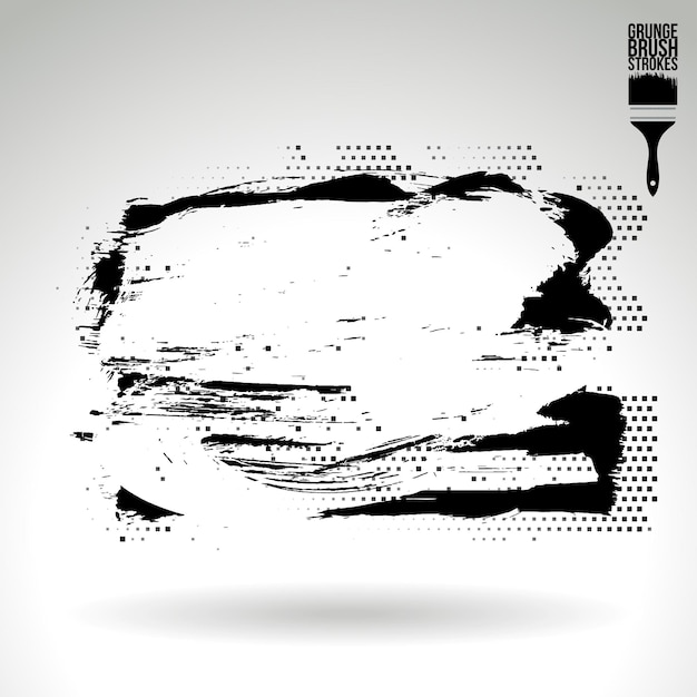 Trazo de pincel negro y textura Grunge vector abstracto elemento pintado a mano
