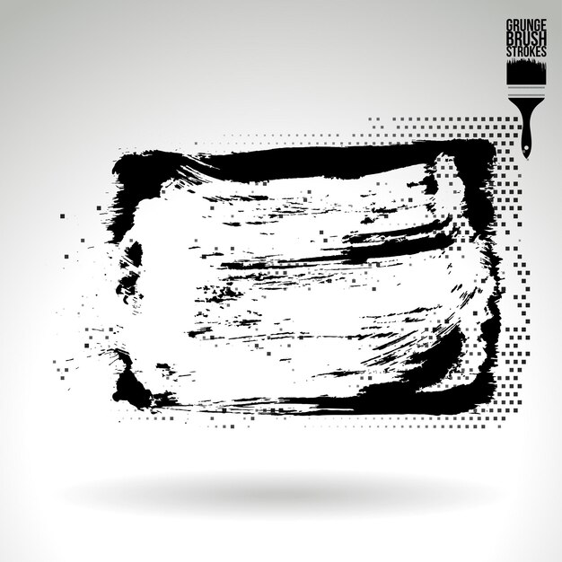 Trazo de pincel negro y textura Grunge vector abstracto elemento pintado a mano