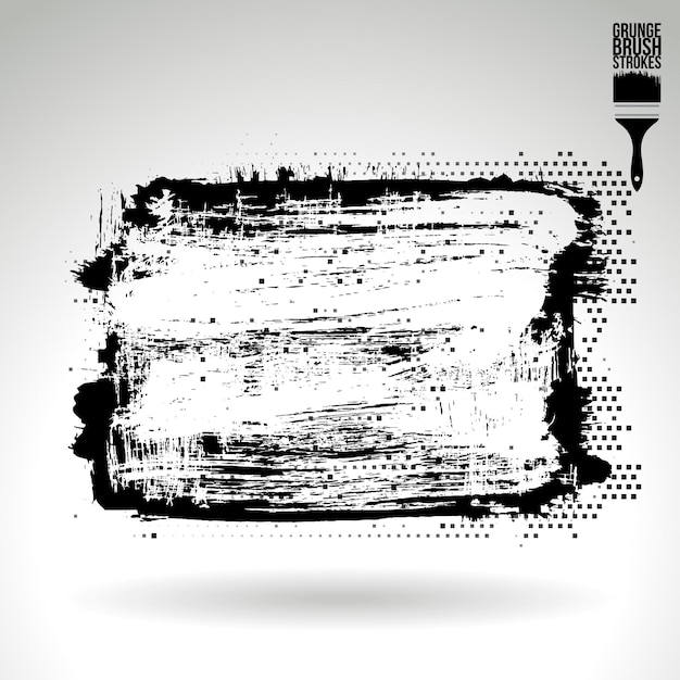 Trazo de pincel negro y textura Grunge vector abstracto elemento pintado a mano